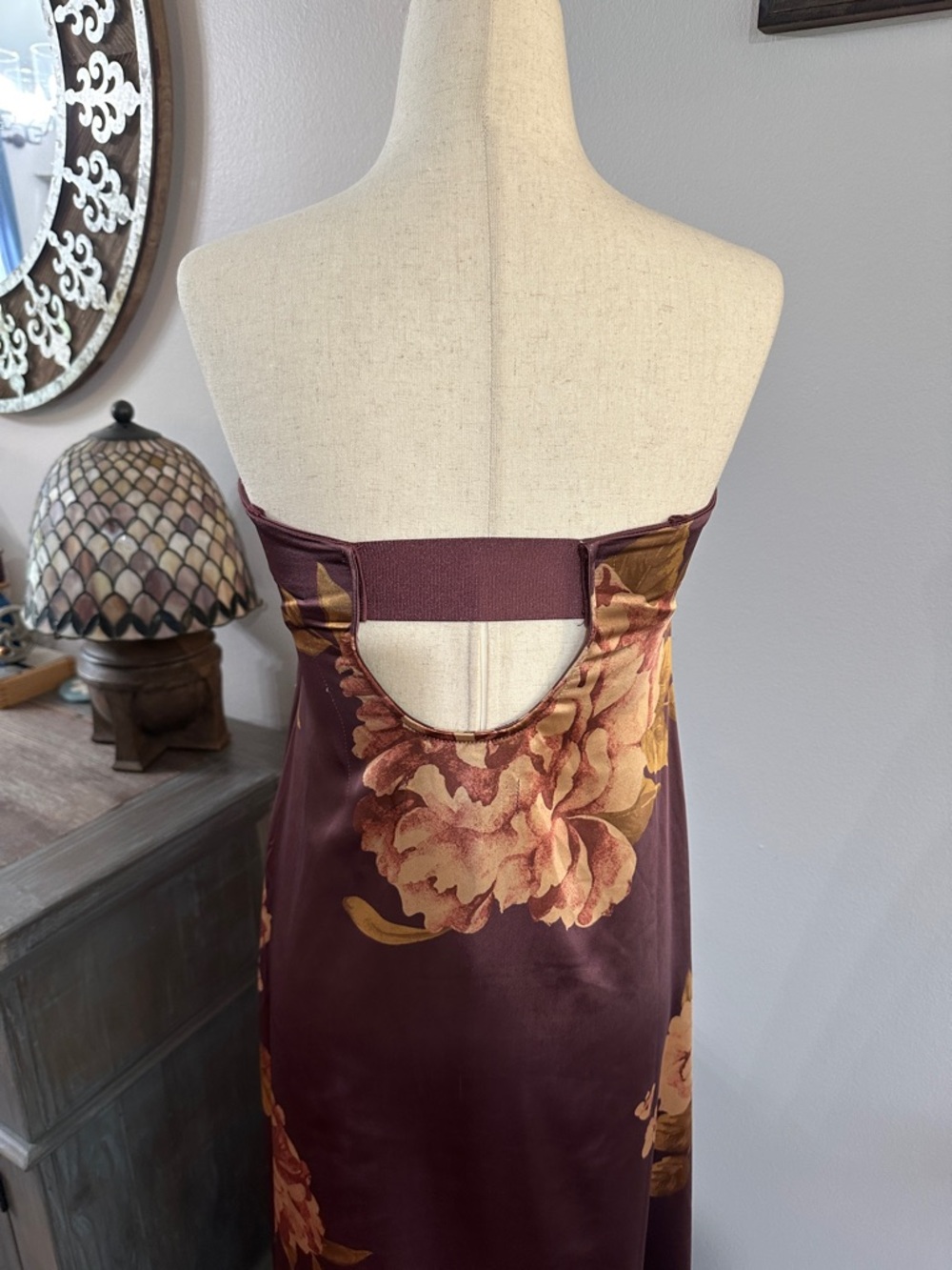 Free People Botanical Strapless Maxi Dress in Wine Floral Combo - Picture 4 of 11